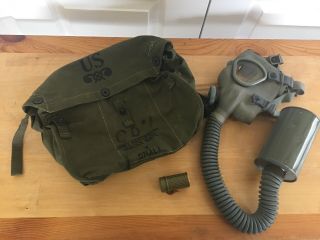 Ww Ii World War Ii U.  S.  Army M - 96 Lightweight Service Mask & Storage Bag