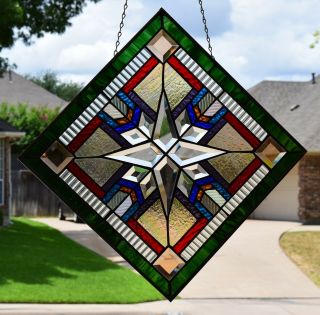 Mission Style Stained Glass Window Panel 