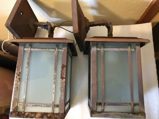 Arts and Crafts Entry Lamps - Mid Century - Price Is For Pair 2