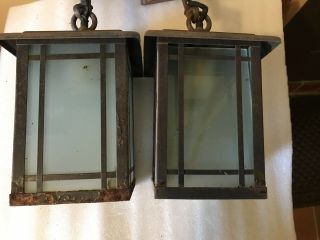 Arts and Crafts Entry Lamps - Mid Century - Price Is For Pair 3