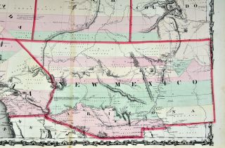 1860 Johnson Map Mexico Arizona Colorado Utah Nevada California 1st ed 3