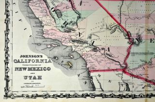 1860 Johnson Map Mexico Arizona Colorado Utah Nevada California 1st ed 6