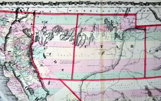1860 Johnson Map Mexico Arizona Colorado Utah Nevada California 1st ed 8