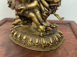 unusual rare 19thc or earlier sino Tibetan gilt bronze cold painted Buddha. 5