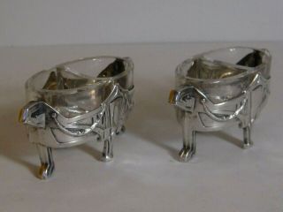 Art Deco German 800 Silver & Glass Liners Salt Cellars / Bowls Wilhelm Binder 4