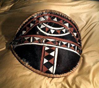 African Maasai Masai Warrior Shield 21 " X 17 " Fur Leather