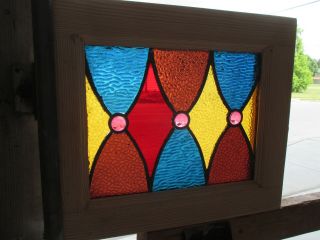 SMALL ANTIQUE AMERICAN STAINED GLASS WINDOW 16.  5 x 14 ARCHITECTURAL SALVAGE 2