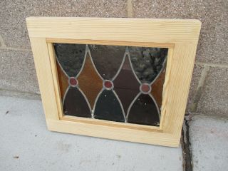 SMALL ANTIQUE AMERICAN STAINED GLASS WINDOW 16.  5 x 14 ARCHITECTURAL SALVAGE 5