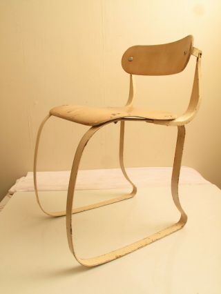 VTG IRONRITE HEALTH CHAIR BAUHAUS MCM JEAN PROUVE STYLE METAL WOOD GREAT CURVY 12