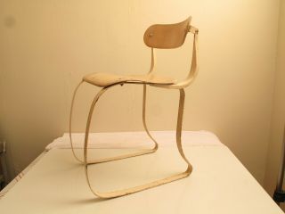 Vtg Ironrite Health Chair Bauhaus Mcm Jean Prouve Style Metal Wood Great Curvy