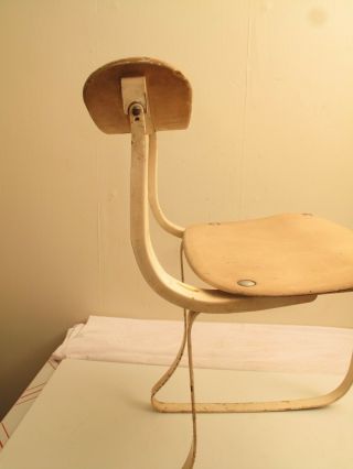 VTG IRONRITE HEALTH CHAIR BAUHAUS MCM JEAN PROUVE STYLE METAL WOOD GREAT CURVY 8