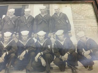 WWI 1918 US Navy Electrical School Graduating Class Framed Panoramic Photo 6