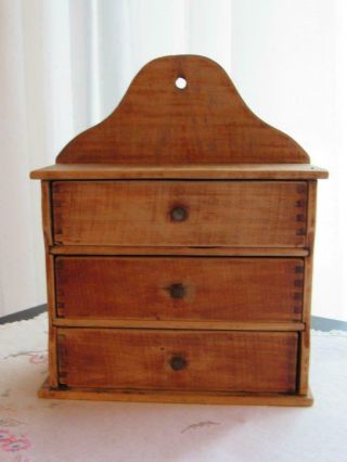 Antique/vintage Handmade Wood Hanging Sewing/spice Cabinet - Primitive