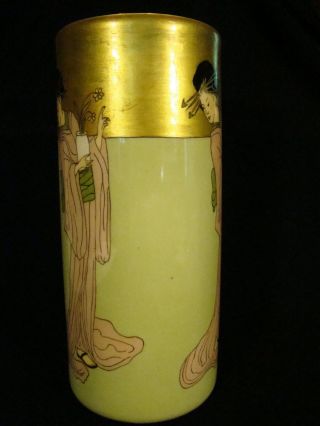 Large Ceramic Art Company American Belleek Artist Signed Japonaiserie Vase 3