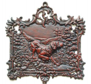 Large Hunting Lodge Cast Iron Dog Plaque Relief Hound Fence Gate Post 21 Pounds