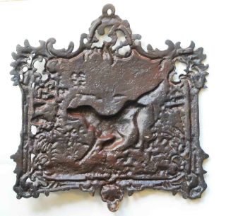 LARGE HUNTING LODGE CAST IRON DOG PLAQUE RELIEF HOUND FENCE GATE POST 21 POUNDS 3