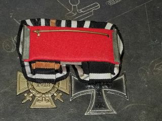 WWI German Medal Bar with WWI Iron Cross and Hindenburg Cross 3