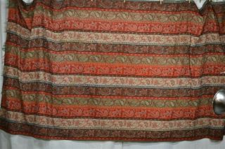 Antique Paisley Shawl Throw Woven Wool Civil War Era 60 X 122 " Striped 1800