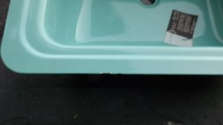 Vintage Active Tool & Mfg Bathroom Kitchen Sink Steel Poecelain Aqua Green 3