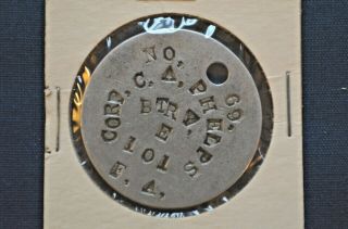 Wwi Single Dog Tag,  Corp.  C.  A.  Phelps,  Btry E. ,  101st Field Artillery