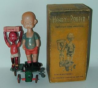 Comic Strip Henry & Porter Celluloid Wind - Up Toy Japan 1934