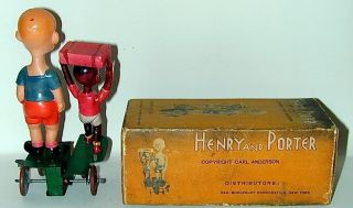 Comic Strip Henry & Porter Celluloid Wind - up Toy Japan 1934 2