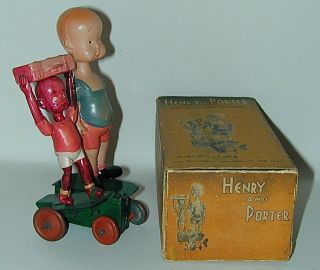 Comic Strip Henry & Porter Celluloid Wind - up Toy Japan 1934 3