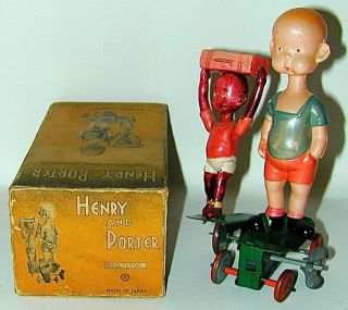Comic Strip Henry & Porter Celluloid Wind - up Toy Japan 1934 4