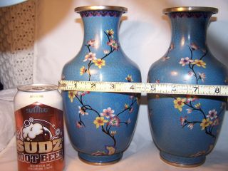 2 - SILVER WIRE ? Chinese Blue Cloisonne Enamel VaseS LOTUS & ROCKWORK FLOWERS 11