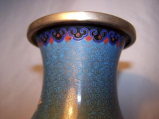 2 - SILVER WIRE ? Chinese Blue Cloisonne Enamel VaseS LOTUS & ROCKWORK FLOWERS 4