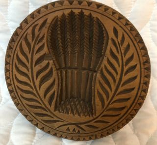 Antique Butter Mold In Sheaf Of Wheat Pattern