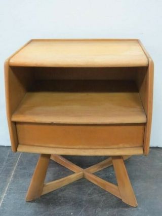 Mid - Century Modern Heywood Wakefield Side Table W/ Drawer - Natural Finish