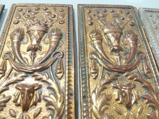 ENGLISH 10 ANTIQUE PRESSED BRASS FINGER PLATES RECLAIMED DOOR PUSH CIRCA 1910 7