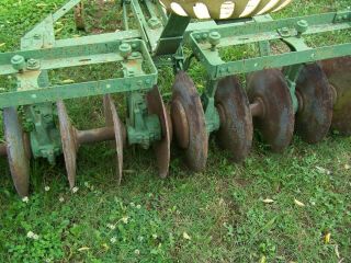 ANTIQUE HORSE DRAWN DISC HARROW WITH CAST IRON SEAT SAY STODDARD GREEN & YELLOW 6