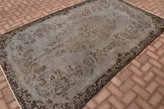 5x9 ft Turkish Vintage Overdyed Rug Gray Oushak Wool Anatolian Antique Carpet 2
