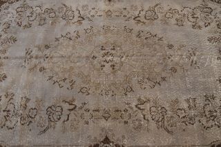 5x9 ft Turkish Vintage Overdyed Rug Gray Oushak Wool Anatolian Antique Carpet 3