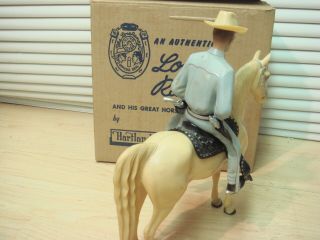 1950s HARTLAND 801 - LR LONE RANGER,  HORSE SILVER,  Saddle,  Hat,  Guns Orig Box Exc,  Deal 3