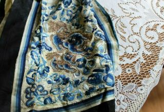 Antique Chinese Silk Embroidery Forbidden Stitch Skirt 10