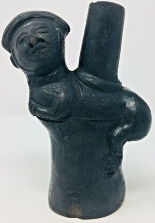Pre Columbian Chimu Blackware Figural Vessel Peru South America C 1100 - 1400