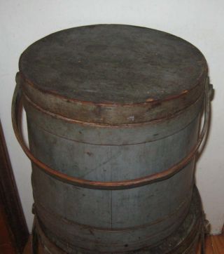 Best Very Large Antique Lidded Firkin Best Old Blue Paint Form Aafa Nr