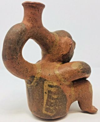 Pre Columbian Moche Stirrup Vessel Peru South America C 100 - 700 AD 5