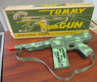 Vintage Marx Plastic Pull Back Bolt Action Tommy Machine Gun Camo & Box