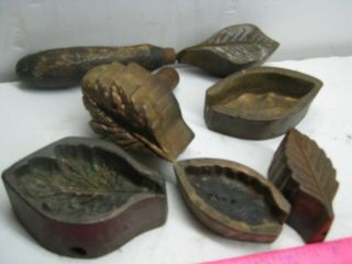 Three Bronze Leaf Molds,  Millinery Flower Irons,  Aft.  Tool And ?