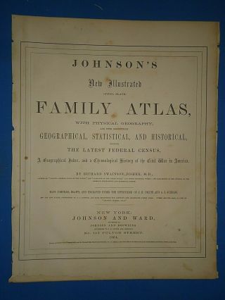 Vintage 1864 YORK CITY Map Old Antique Johnson ' s Atlas 2