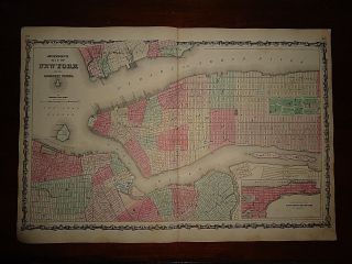 Vintage 1863 York City Map Old Antique Atlas Map 82518