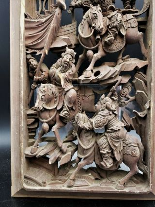 2 ANTIQUE/VINTAGE CHINESE WOOD CARVED PANELS 4