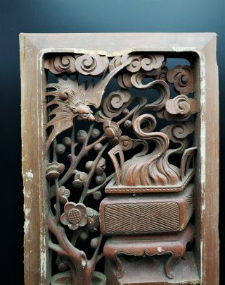 2 ANTIQUE/VINTAGE CHINESE WOOD CARVED PANELS 9