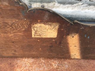 Vtg Architectural Wood Solid Oak PEDIMENT HEADER Mantel Salvage 43” Repurpose 7