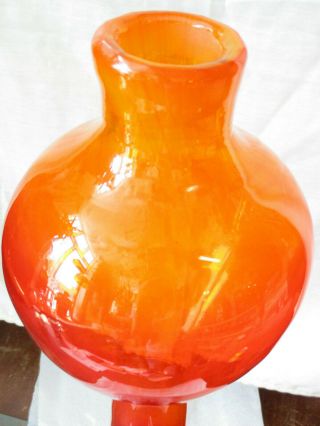Vtg Blenko Architectural Decanter 588 Tangerine Art Glass Amberina Rocket Vase 5