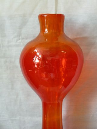 Vtg Blenko Architectural Decanter 588 Tangerine Art Glass Amberina Rocket Vase 7